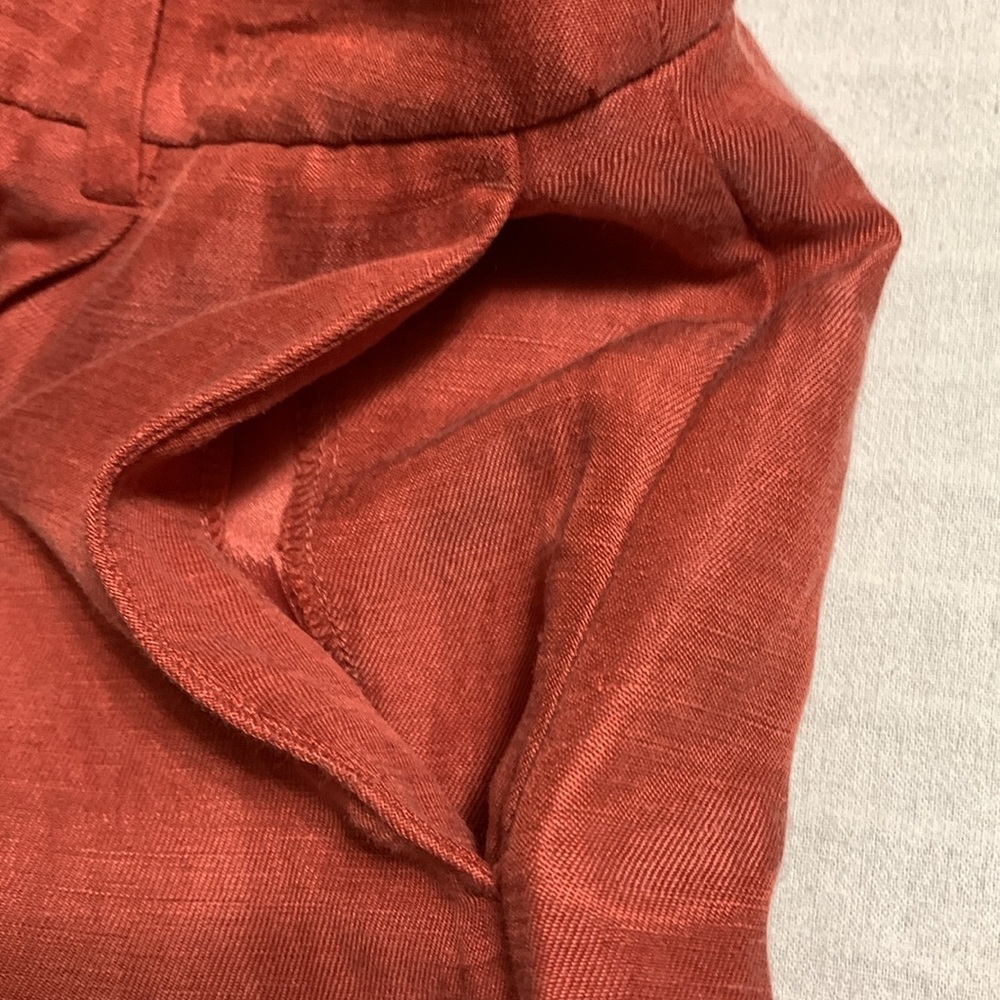 J. Crew Women’s Linen Blend Terracotta Size 10 Pleated Trousers Office Quiet - Picture 3 of 12